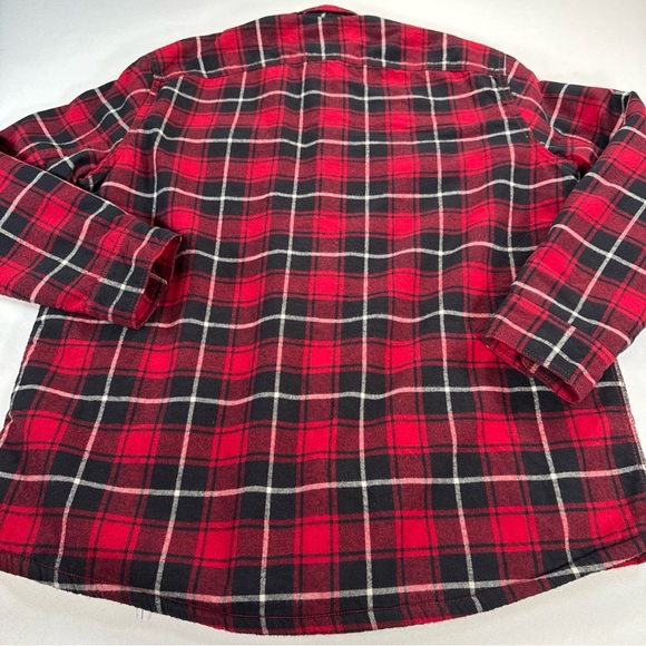 VTG Sears Roebuck & Co Shacket Mens XL Red Plaid Sherpa Lined Shirt Pockets - Picture 7 of 9